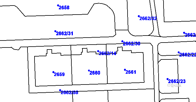 Parcela st. 2662/14 v KÚ Chodov, Katastrální mapa