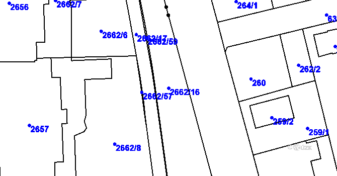 Parcela st. 2662/16 v KÚ Chodov, Katastrální mapa