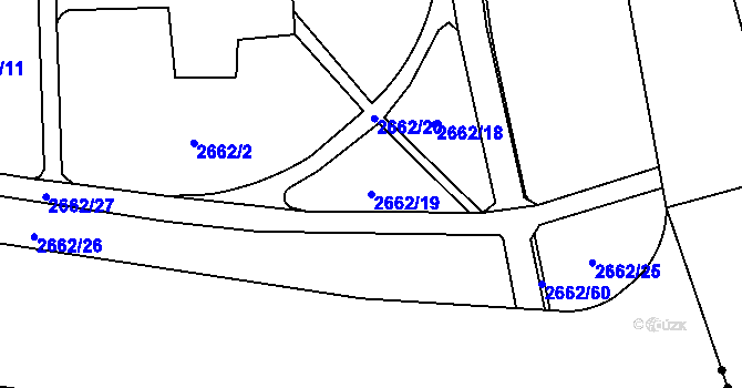 Parcela st. 2662/19 v KÚ Chodov, Katastrální mapa