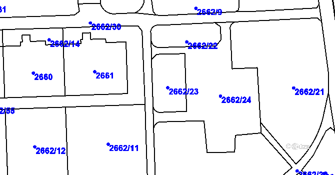 Parcela st. 2662/23 v KÚ Chodov, Katastrální mapa