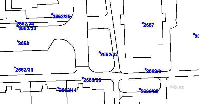 Parcela st. 2662/32 v KÚ Chodov, Katastrální mapa