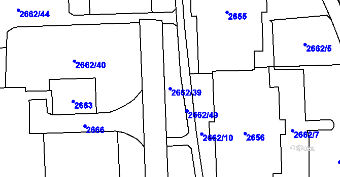 Parcela st. 2662/39 v KÚ Chodov, Katastrální mapa