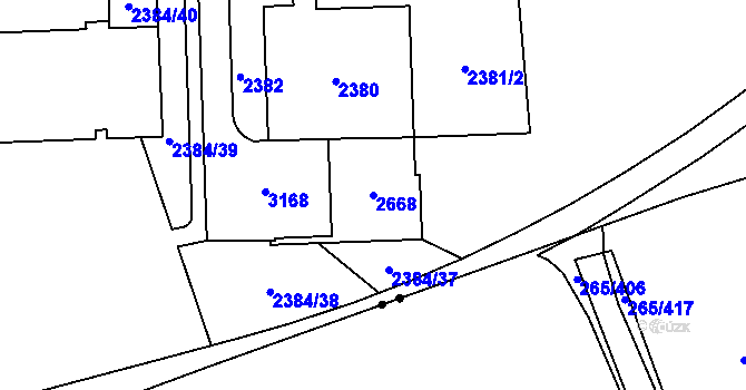 Parcela st. 2668 v KÚ Chodov, Katastrální mapa