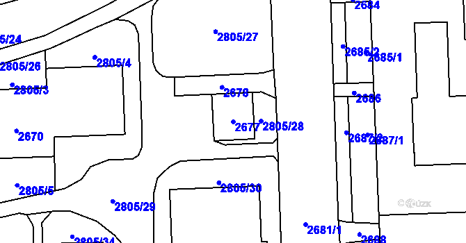 Parcela st. 2677 v KÚ Chodov, Katastrální mapa