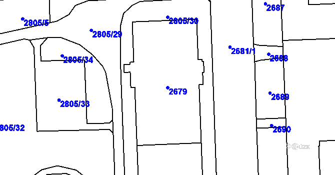 Parcela st. 2679 v KÚ Chodov, Katastrální mapa