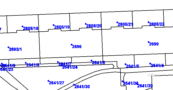 Parcela st. 2696 v KÚ Chodov, Katastrální mapa