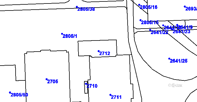 Parcela st. 2712 v KÚ Chodov, Katastrální mapa
