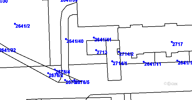 Parcela st. 2713 v KÚ Chodov, Katastrální mapa