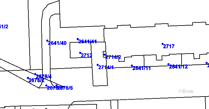 Parcela st. 2714/2 v KÚ Chodov, Katastrální mapa