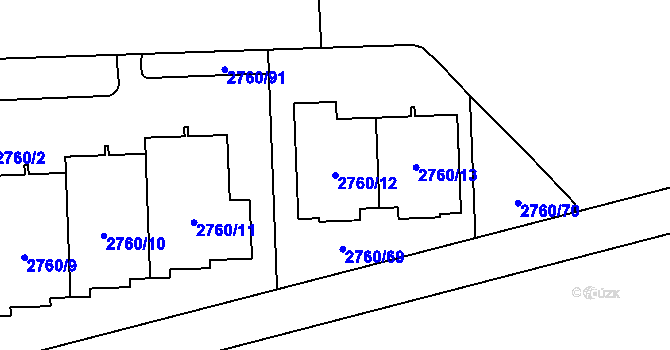 Parcela st. 2760/12 v KÚ Chodov, Katastrální mapa