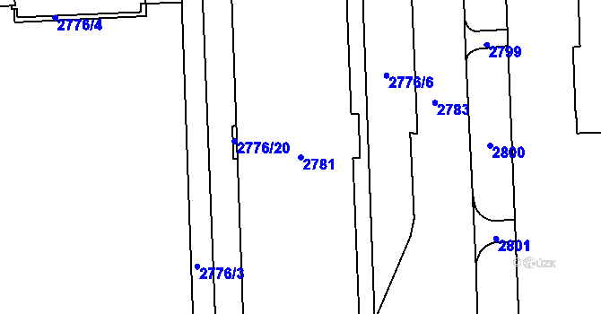 Parcela st. 2781 v KÚ Chodov, Katastrální mapa