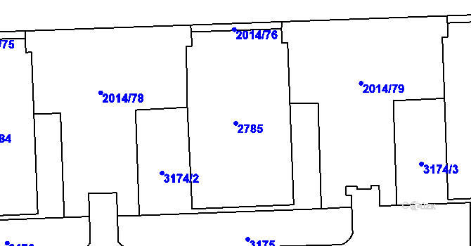Parcela st. 2785 v KÚ Chodov, Katastrální mapa