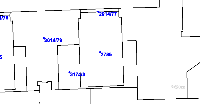 Parcela st. 2786 v KÚ Chodov, Katastrální mapa