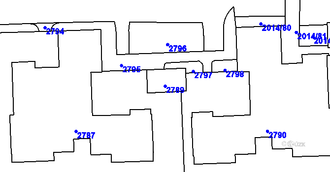 Parcela st. 2789 v KÚ Chodov, Katastrální mapa