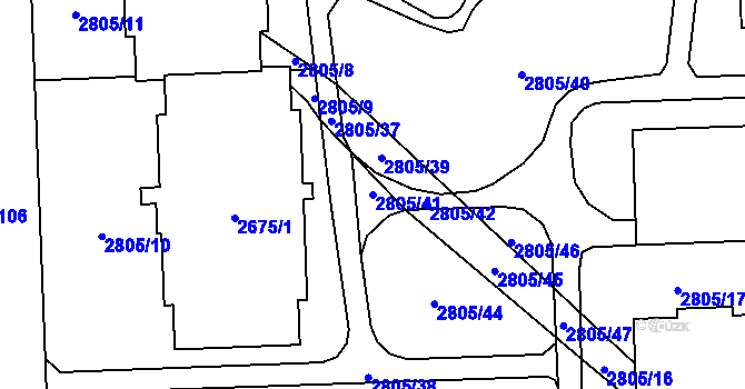 Parcela st. 2805/41 v KÚ Chodov, Katastrální mapa