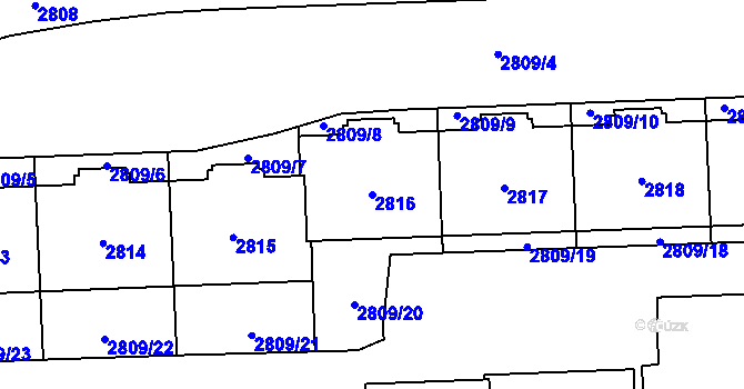 Parcela st. 2816 v KÚ Chodov, Katastrální mapa