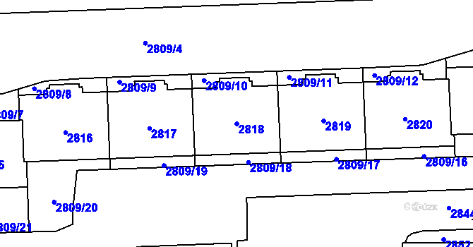 Parcela st. 2818 v KÚ Chodov, Katastrální mapa