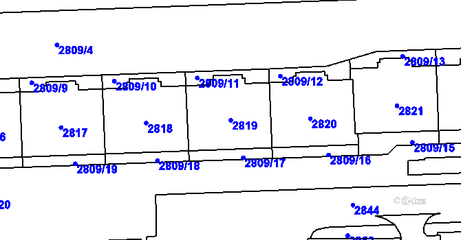 Parcela st. 2819 v KÚ Chodov, Katastrální mapa