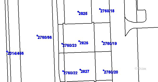 Parcela st. 2826 v KÚ Chodov, Katastrální mapa