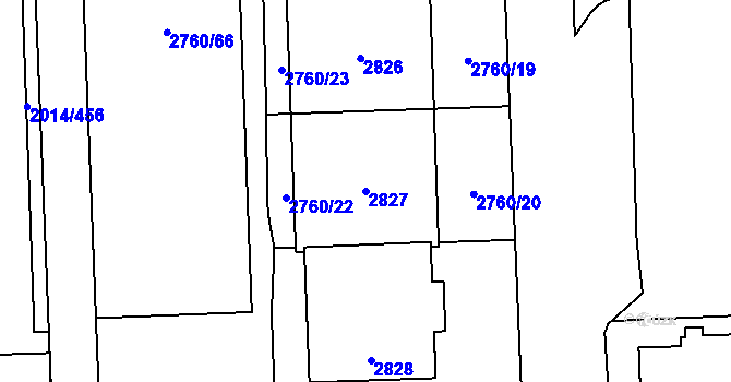 Parcela st. 2827 v KÚ Chodov, Katastrální mapa