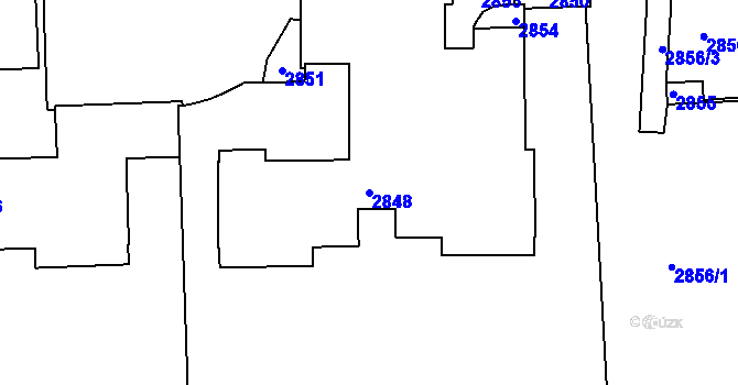 Parcela st. 2848 v KÚ Chodov, Katastrální mapa