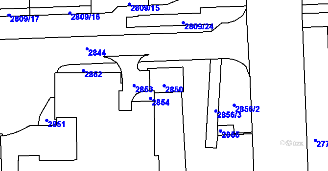 Parcela st. 2850 v KÚ Chodov, Katastrální mapa