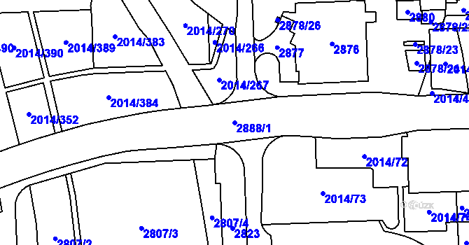 Parcela st. 2888/1 v KÚ Chodov, Katastrální mapa