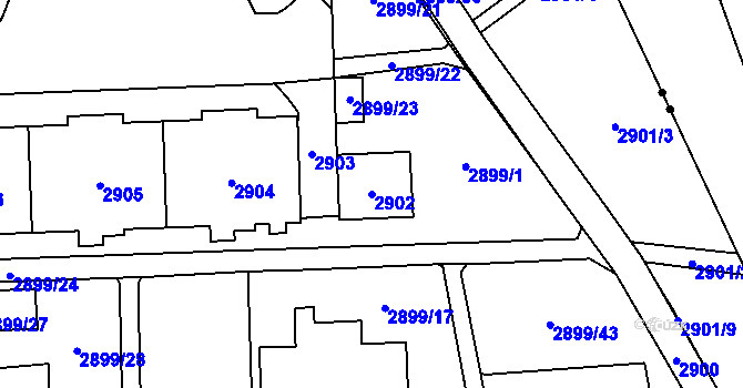 Parcela st. 2902 v KÚ Chodov, Katastrální mapa