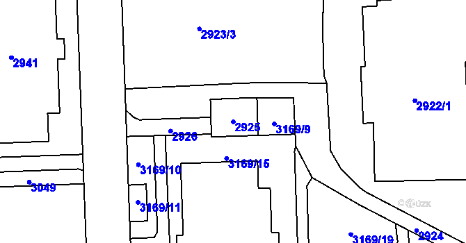 Parcela st. 2925 v KÚ Chodov, Katastrální mapa