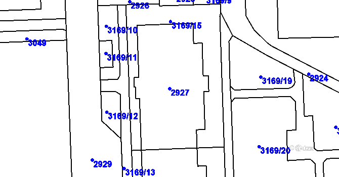 Parcela st. 2927 v KÚ Chodov, Katastrální mapa