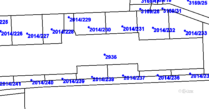 Parcela st. 2936 v KÚ Chodov, Katastrální mapa