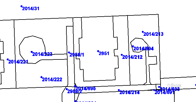 Parcela st. 2951 v KÚ Chodov, Katastrální mapa