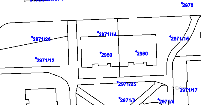 Parcela st. 2959 v KÚ Chodov, Katastrální mapa