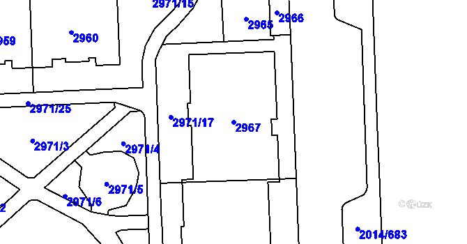 Parcela st. 2967 v KÚ Chodov, Katastrální mapa