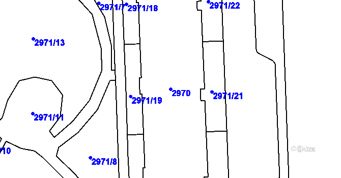 Parcela st. 2970 v KÚ Chodov, Katastrální mapa