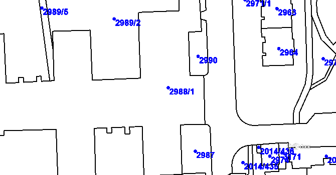 Parcela st. 2988/1 v KÚ Chodov, Katastrální mapa