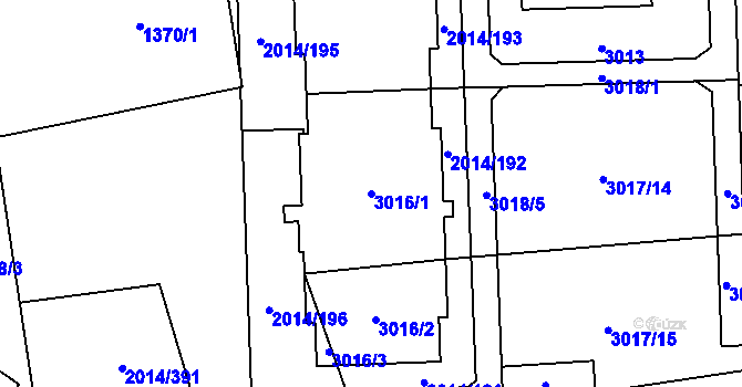 Parcela st. 3016/1 v KÚ Chodov, Katastrální mapa
