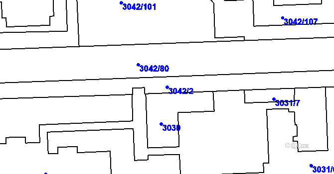 Parcela st. 3042/2 v KÚ Chodov, Katastrální mapa