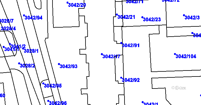 Parcela st. 3042/18 v KÚ Chodov, Katastrální mapa