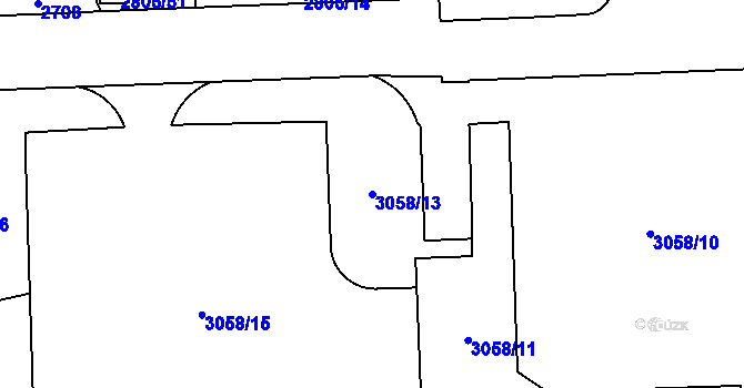 Parcela st. 3058/13 v KÚ Chodov, Katastrální mapa