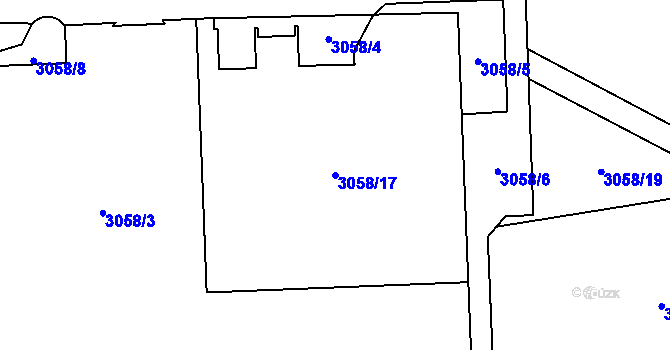 Parcela st. 3058/17 v KÚ Chodov, Katastrální mapa