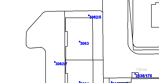 Parcela st. 3063 v KÚ Chodov, Katastrální mapa