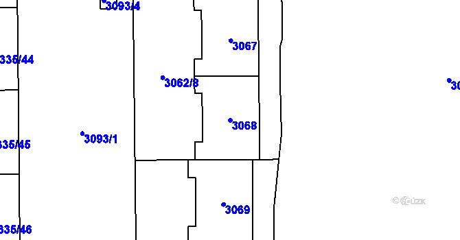 Parcela st. 3068 v KÚ Chodov, Katastrální mapa