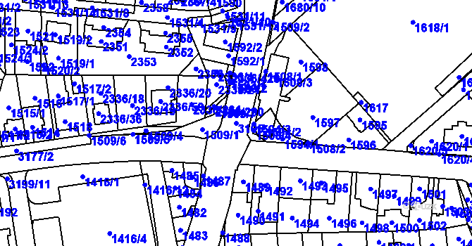 Parcela st. 3105 v KÚ Chodov, Katastrální mapa