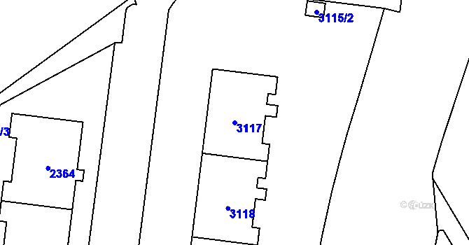 Parcela st. 3117 v KÚ Chodov, Katastrální mapa