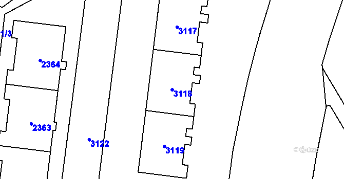 Parcela st. 3118 v KÚ Chodov, Katastrální mapa
