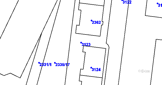 Parcela st. 3123 v KÚ Chodov, Katastrální mapa