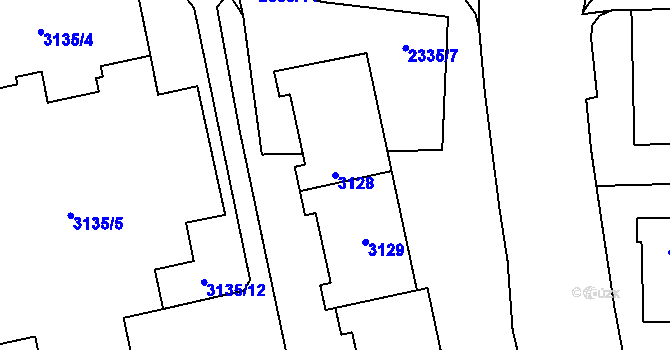 Parcela st. 3128 v KÚ Chodov, Katastrální mapa