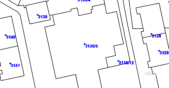 Parcela st. 3135/5 v KÚ Chodov, Katastrální mapa