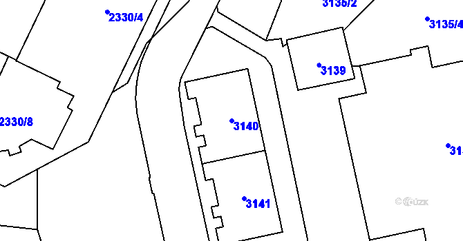 Parcela st. 3140 v KÚ Chodov, Katastrální mapa